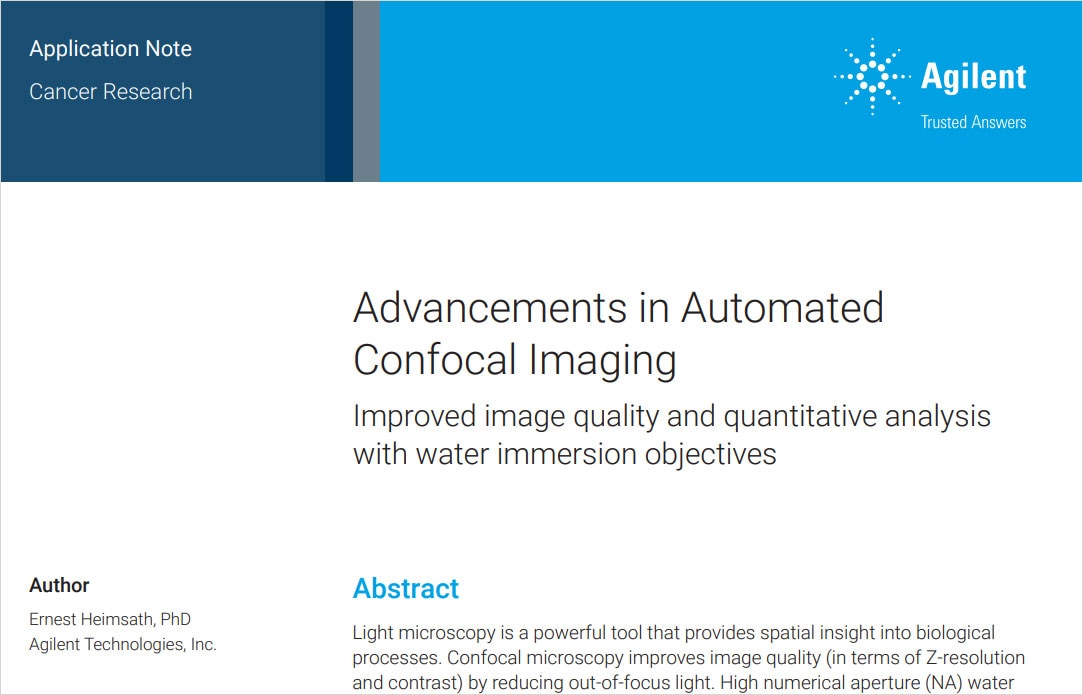 Optical Improvements in Automated Confocal Imaging and Quantitative Analysis Using Water Immersion