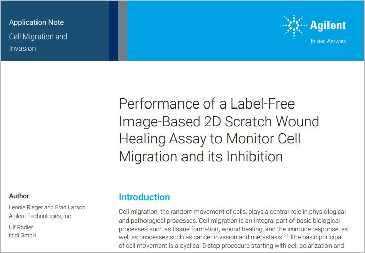 Performance of a Label-Free Image-Based 2D Scratch Wound Healing Assay to Monitor Cell Migration and its Inhibition