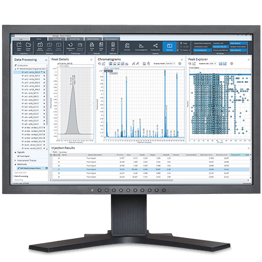 Computer monitor displaying Agilent OpenLab CDS